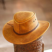 Golden Tan Men's Leather Hat,'Cattleman Ranger'