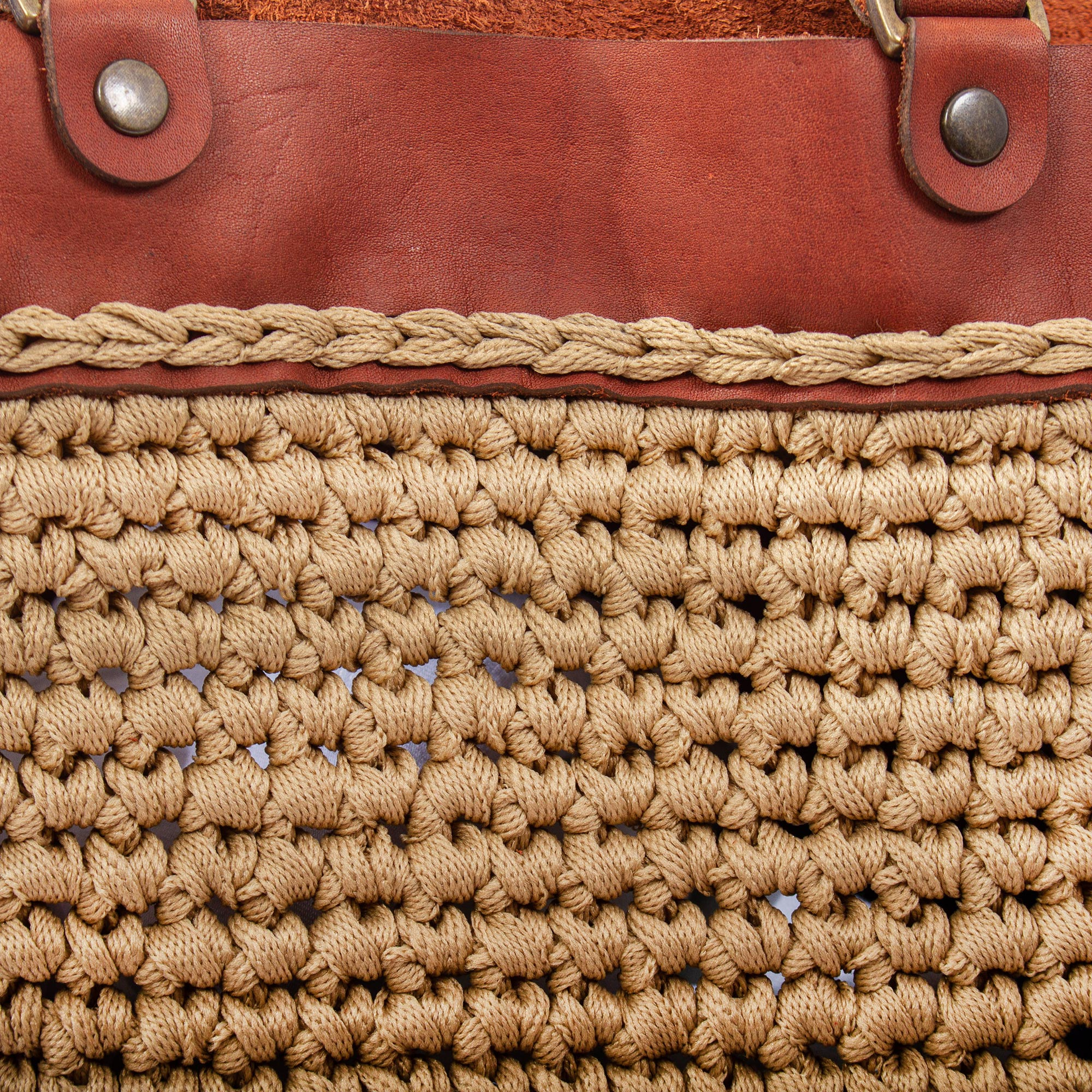 Russet Leather and Crocheted Cord Shoulder Bag Gold Coast NOVICA