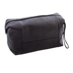 Leather toiletry case, 'Open Road in Black' - Unisex Black Leather Toiletry Case