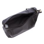 Leather toiletry case, 'Open Road in Black' - Unisex Black Leather Toiletry Case