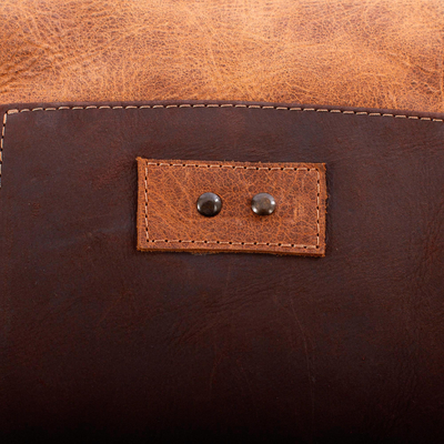 Leather shoulder bag, 'Open Road in Brown' - Unisex Brown Leather Shoulder Bag