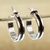 Silver half-hoop earrings, 'Wheels Up' - Polished and Oxidized 950 Silver Half-Hoop Earrings (image 2) thumbail