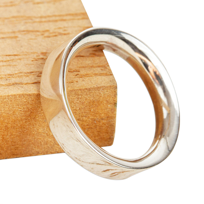 Unisex silver band ring, 'Classic' - Simple 950 Silver Band Ring
