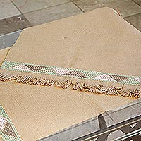 Cotton placemats, 'Mountain Vista in Tan' (pair) - Hand Crafted Tan Cotton Placemats (Pair)