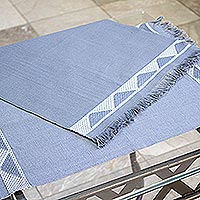 Cotton placemats, 'Mountain Vista in Grey' (pair) - Grey Hand Woven Placemats from Guatemala (Pair)