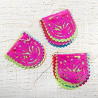 Mini tissue paper garlands, 'Tierra Nativa' (set of 3) - Mini Mexican Tissue Paper Party Garlands (Set of 3)