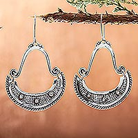 Sterling silver dangle earrings, 'Tarascan Crescents' - Sterling Silver Crescent Dangle Earrings