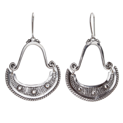 Sterling silver dangle earrings, 'Tarascan Crescents' - Sterling Silver Crescent Dangle Earrings