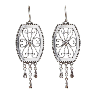 Sterling silver dangle earrings, 'Eden's Gate' - Ornate Sterling Silver Dangle Earrings