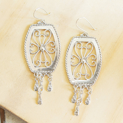 Sterling silver dangle earrings, 'Eden's Gate' - Ornate Sterling Silver Dangle Earrings