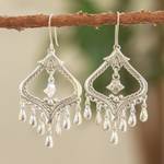 Sterling silver chandelier earrings, 'Old World Charm' - Vintage Style Sterling Silver Chandelier Earrings