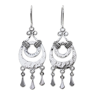 Sterling silver dangle earrings, 'Favorite Vintage' - Hand Crafted Sterling Silver Chandelier Earrings