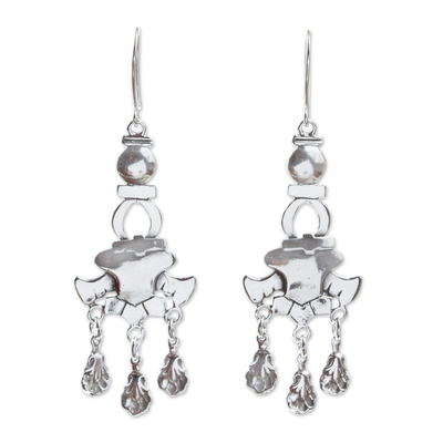 Sterling silver chandelier earrings, 'Avant-Garde' - Sterling Silver Chandelier Earrings