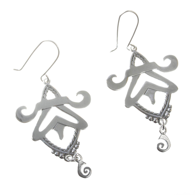 Sterling silver dangle earrings, 'Escapade' - Hand Crafted Sterling Silver Dangle Earrings