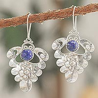 Pendientes colgantes de lapislázuli - Aretes colgantes de lapislázuli en plata de ley