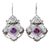Amethyst dangle earrings, 'Piazza' - Amethyst and Sterling Silver Earrings from Mexico