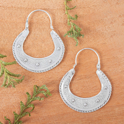 Sterling silver hoop earrings, Charra