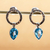 Blue topaz drop earrings, 'Captive Sky' - Hammered 950 Silver Blue Topaz Earrings (image 2) thumbail