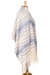 Cotton Shawl, 'Oaxacan Rhythm in Sapphire' - Hand Woven All Cotton Rebozo in Blue and Off-White (image 2b) thumbail