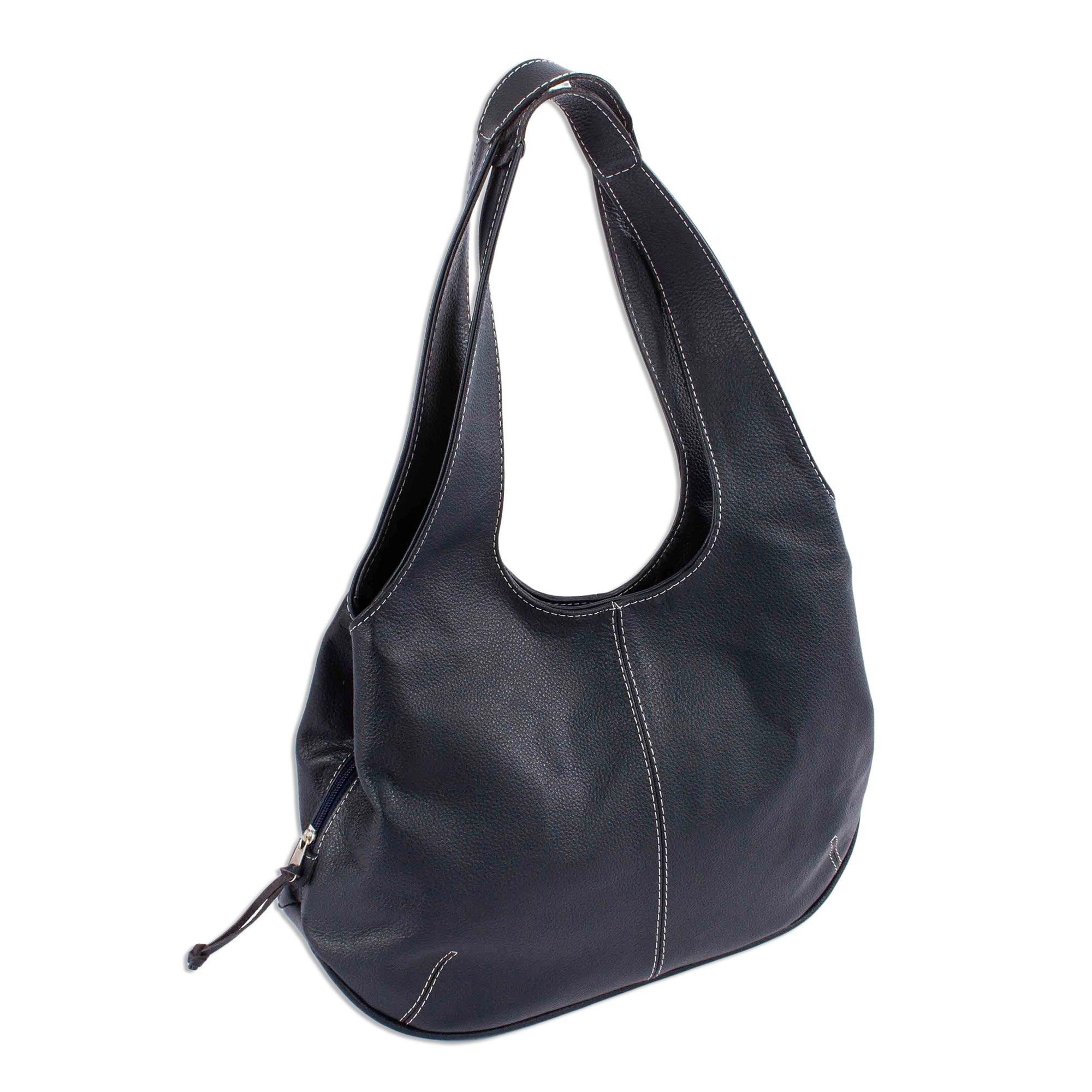 UNICEF Market | Navy Blue Leather Hobo Bag - Urban Navy