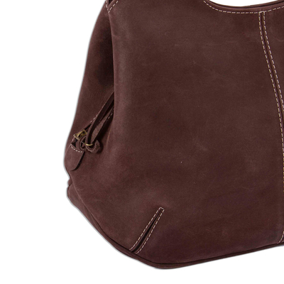 Hobo-Handtasche aus Leder - Kaffeebraune Hobo-Tasche aus Leder aus Mexiko