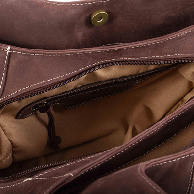 Leather hobo handbag, 'Urban Coffee' - Coffee Brown Leather Hobo Bag from Mexico