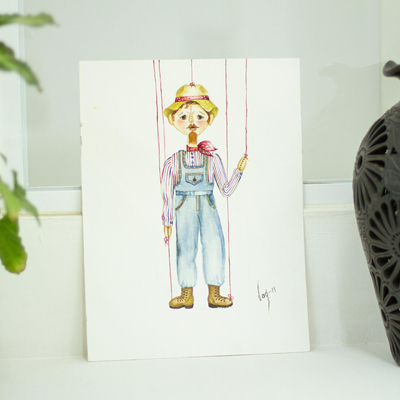 'Puppet' - Original Watercolor Painting of Puppet