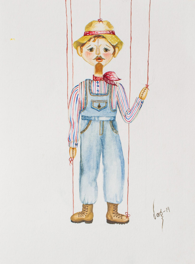 Original Watercolor Painting of Puppet