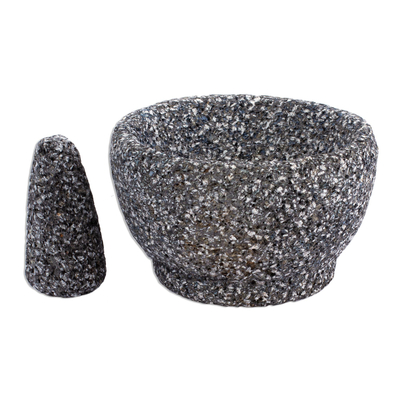 Molcajete de basalto, 'Tradición' - Molcajete y Tejolote de basalto artesanales hechos a mano