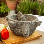 Basalt molcajete, 'Tortoise Tradition' - Basalt Mortar and Pestle in a Tortoise Shape