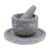 Basalt salsa bowl and plate, 'Grand Tradition' - Hand Carved Stone Salsa Bowl and Serving Plate (image 2a) thumbail