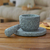 Basalt salsa bowl and plate, 'Grand Tradition' - Hand Carved Stone Salsa Bowl and Serving Plate (image 2b) thumbail