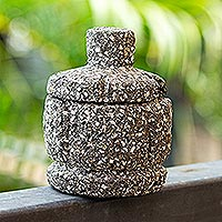 Hand Carved Basalt Trinket Box with Lid,'Ancient Ways'