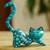 Wood alebrije sculpture, 'Turquoise Cat' - Modern Turquoise Cat Alebrije Sculpture thumbail
