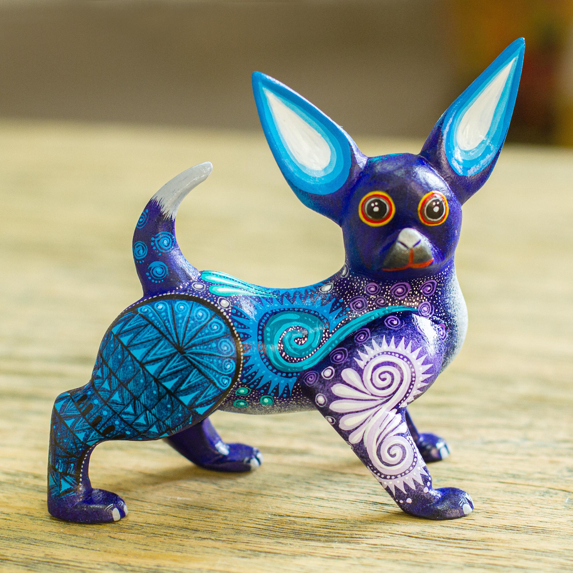 UNICEF Market | Hand Painted Blue Chihuahua Alebrije - Blue Chihuahua