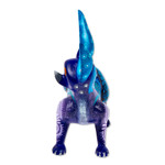 Wood alebrije sculpture, 'Blue Chihuahua' - Hand Painted Blue Chihuahua Alebrije