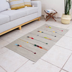 Wool area rug, 'Arrows West' (2.5x5) - Pale Green Area Rug with Arrows (2.5x5)