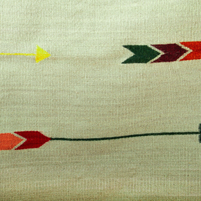 Alfombra de lana, (2,5x5) - Alfombra verde pálido con flechas (2,5x5)