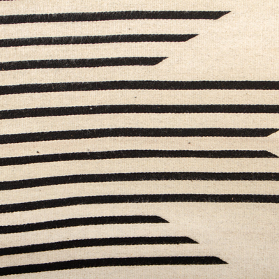 Alfombra de lana, (2,5x5) - Alfombra de pura lana en marfil y negro (2,5x5)