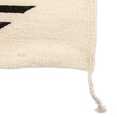 Wollteppich, (2,5x5) - Teppich aus reiner Wolle in Elfenbein und Schwarz (2,5 x 5)