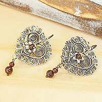 Sterling silver filigree dangle earrings, 'Resplendent Heart' - Heart-Shaped Sterling Silver Filigree Earrings