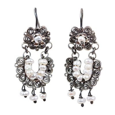 Chandelier Earrings with Cultured Pearls