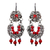 Sterling silver filigree chandelier earrings, 'Vintage Flair' - Red Crystal Beaded Filigree Chandelier Earrings (image 2a) thumbail