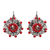 Sterling silver filigree drop earrings, 'Vintage Wreath in Red' - Red Crystal Sterling Silver Filigree Drop Earrings (image 2a) thumbail
