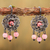 Sterling silver filigree chandelier earrings, 'Vintage Bohemian' - Pink Crystal Beaded Chandelier Earrings thumbail