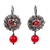 Sterling silver filigree dangle earrings, 'Vintage Red' - Sterling Silver Filigree Dangle Earrings with Red Beads (image 2a) thumbail