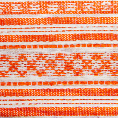 Cotton tortilla holder, 'Oaxacan Orange' - Orange and Off-White Cotton Tortilla Holder