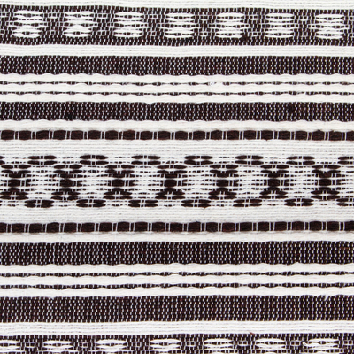 Cotton tortilla holder, 'Oaxacan Coffee' - Artisan Hand Woven Brown Striped Tortilla Holder