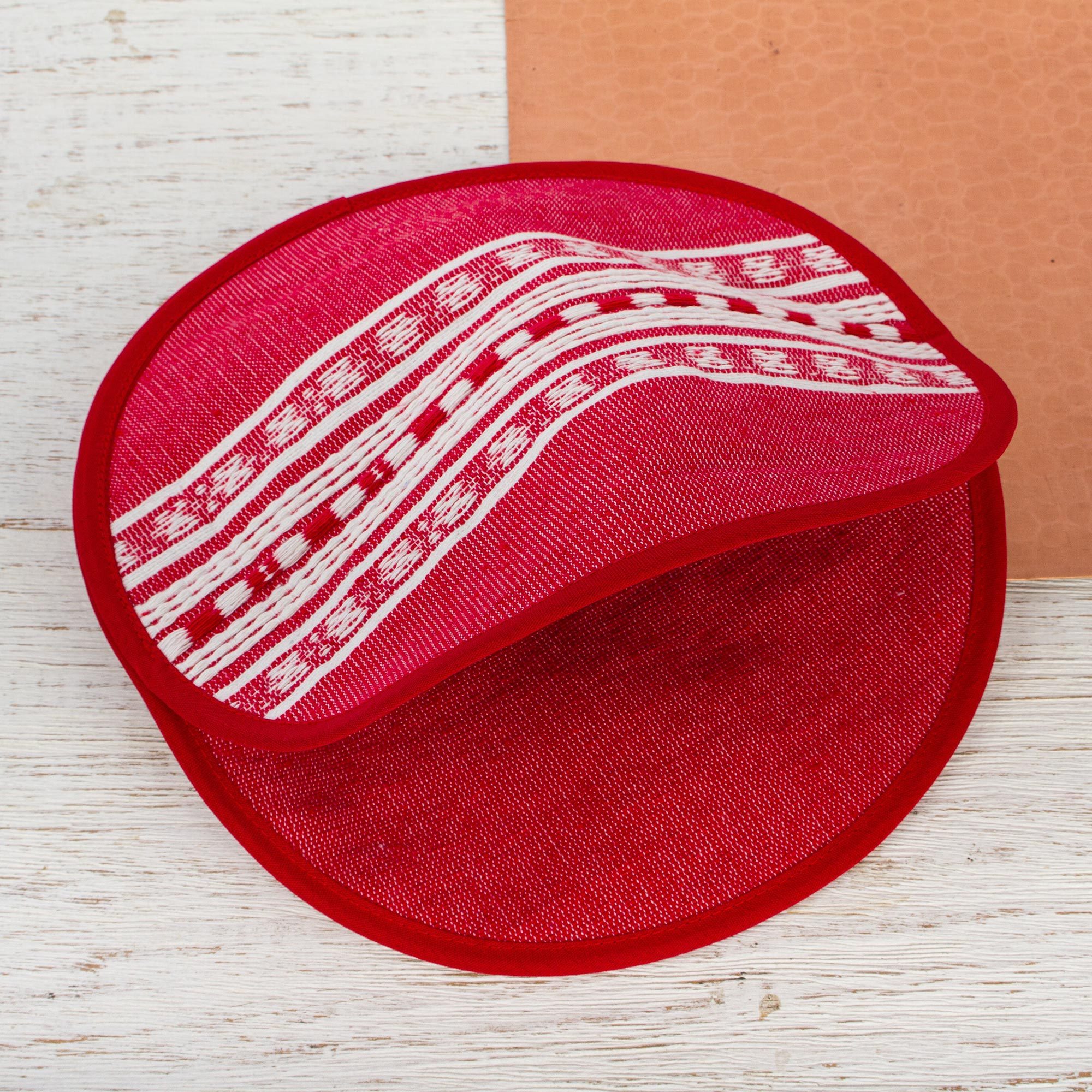 UNICEF Market Chili Red Cotton Tortilla Holder from Oaxaca Oaxacan