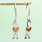 Taxco Mexican Cats Dance Silver and Copper Earrings, 'Cats Dance'